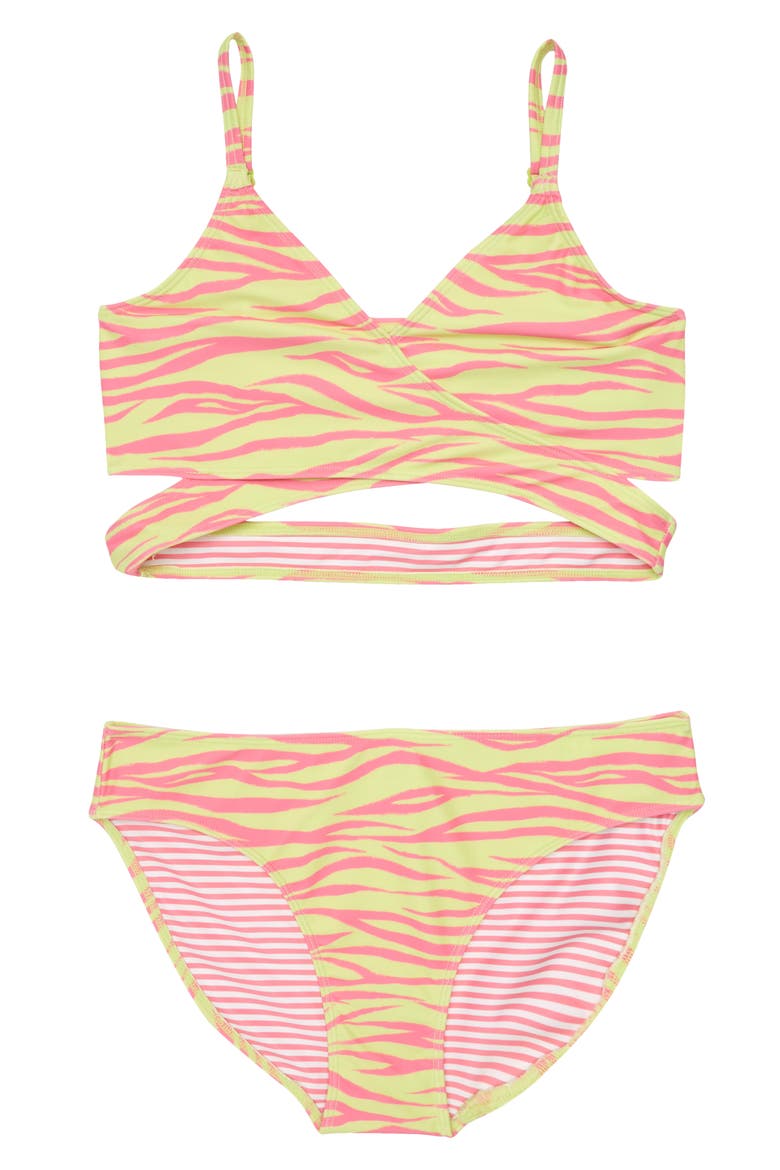 Two-Piece Swimsuit, Main, color, GREEN SHARP ZEBRA STRIPES