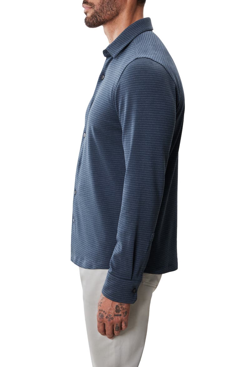 Reyolds Stripe Knit Button-Up Shirt, Alternate, color, DARK TEAL
