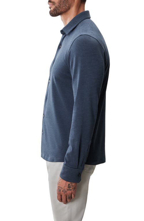 Robert Barakett Reyolds Stripe Knit Button-up Shirt In Blue