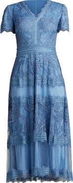 Tadashi Shoji Lace & Mesh Midi Cocktail Dress