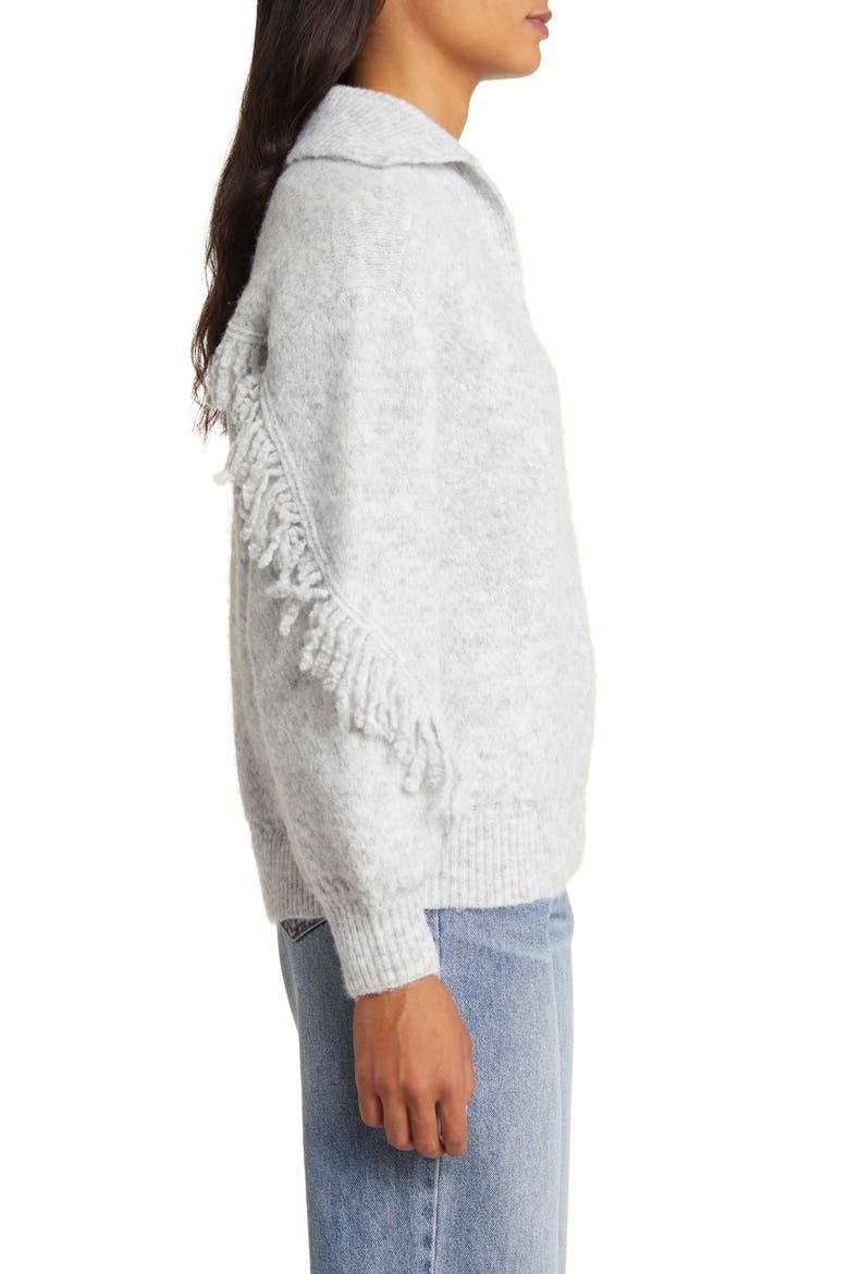 Fringe Blouson Sleeve Sweater (Nordstrom Exclusive), Alternate, color, HEATHER GREY