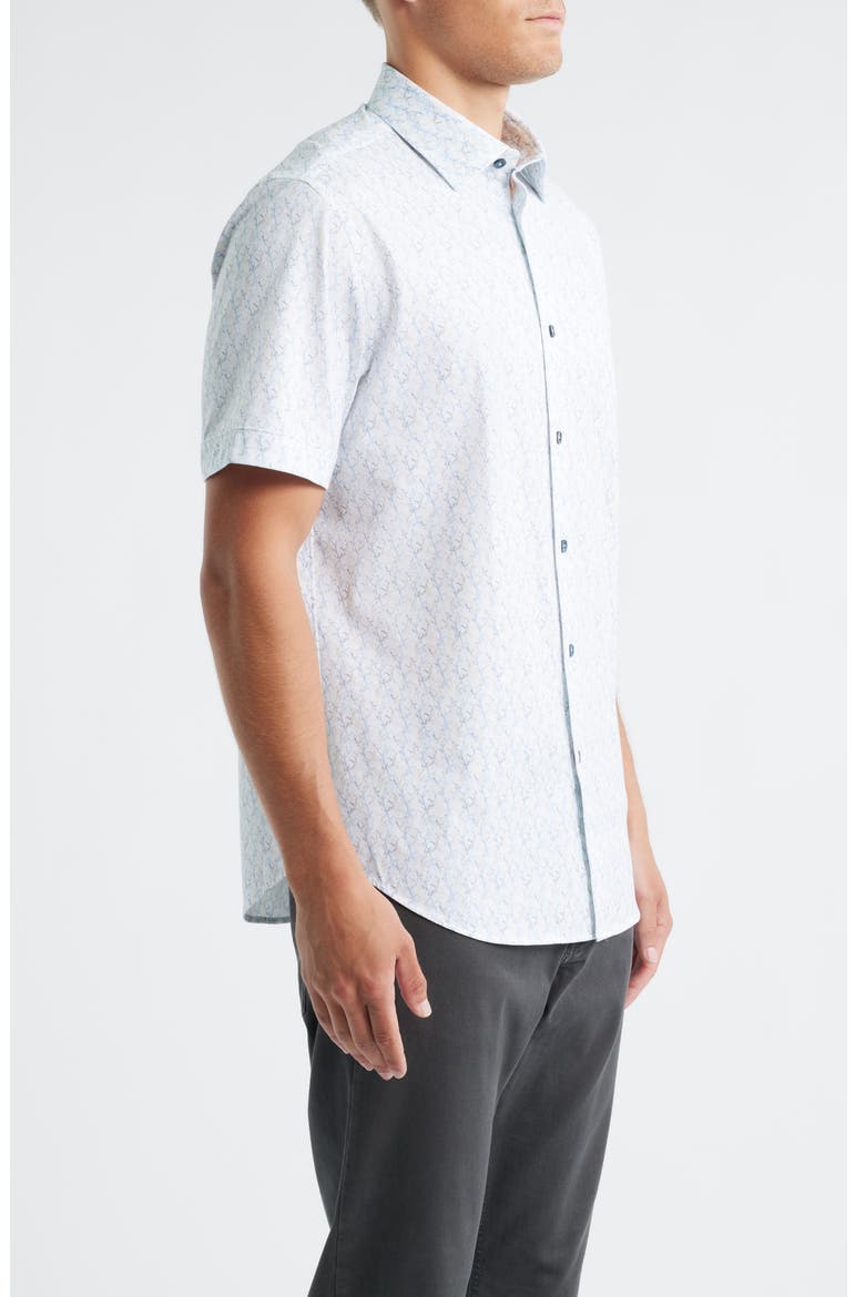Miles OoohCotton® Print Short Sleeve Button-Up Shirt, Alternate, color, AIR BLUE