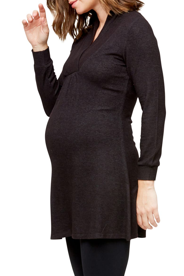 Luna Maternity/Nursing Sweater, Alternate, color, BLACK HACCI