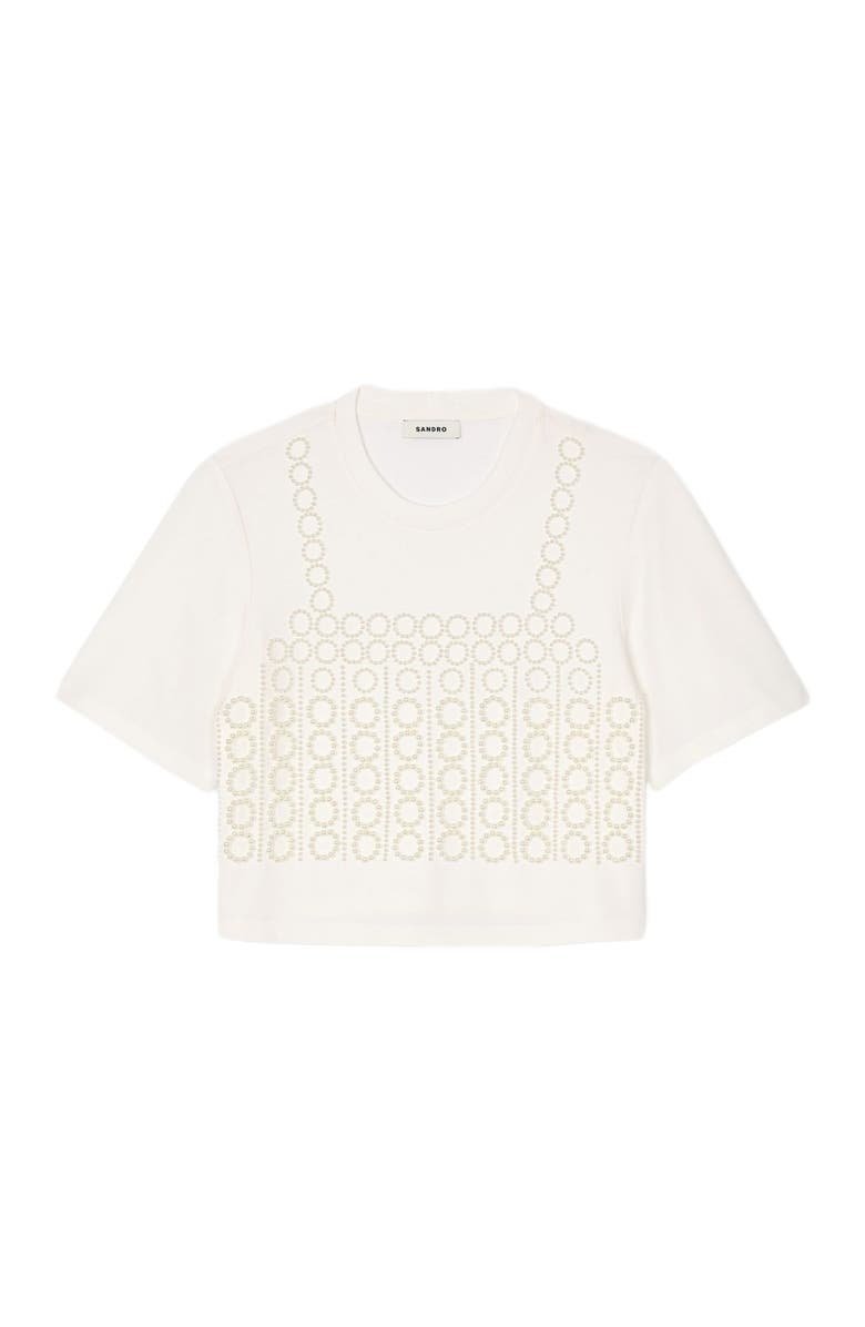 SANDRO Beaded cropped T-shirt, Alternate, color,
