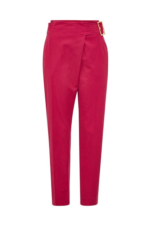 Overlay Detail Pants With Belt