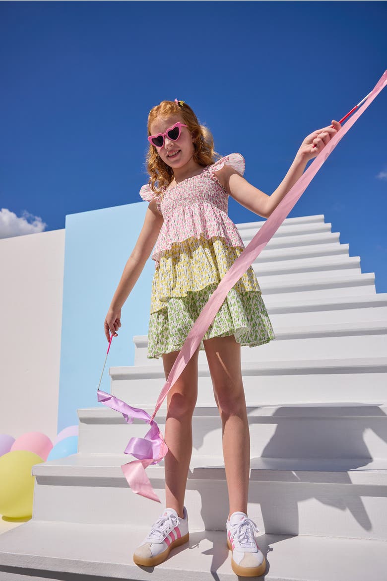 Kids' Tiered LeeLee Dress, Alternate, color, Darien Daisies