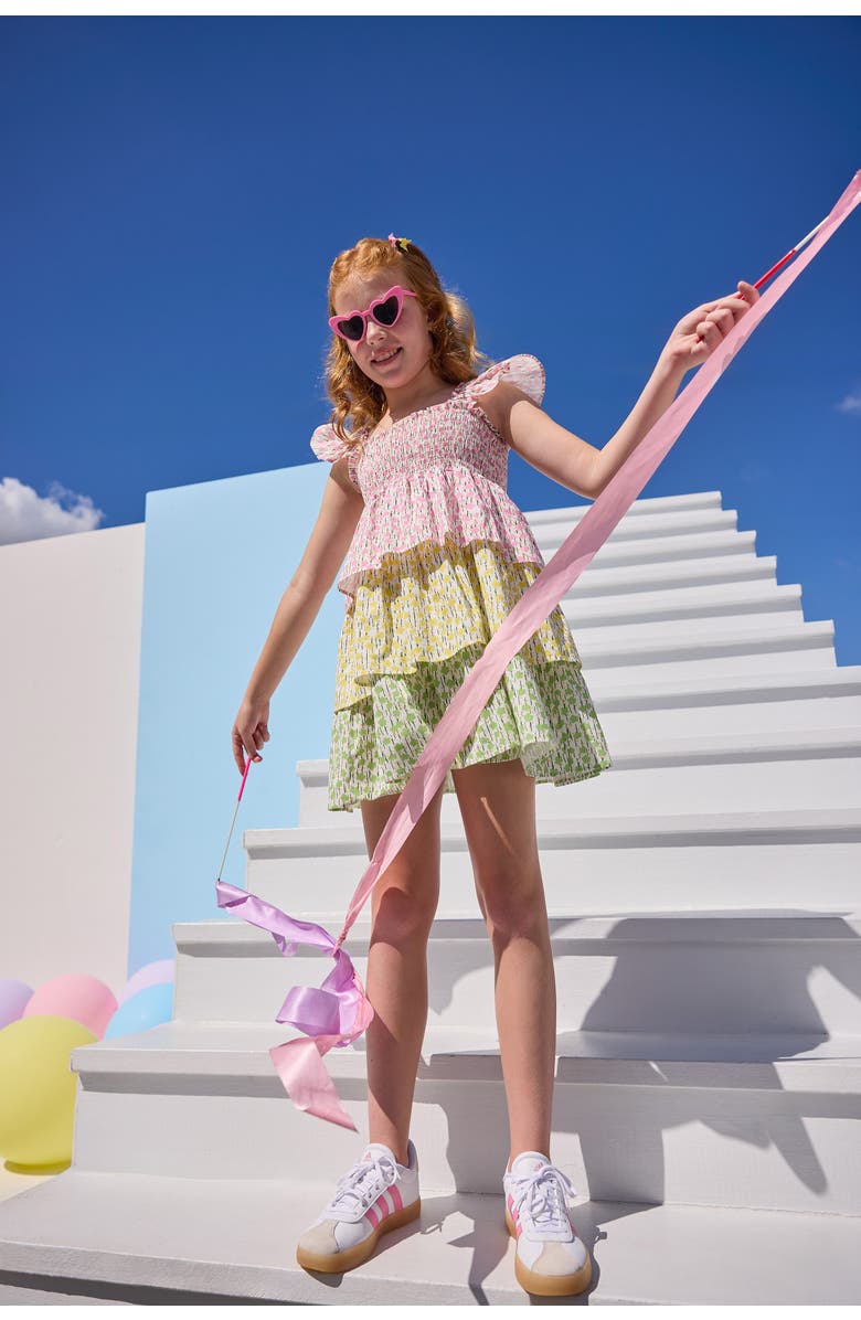 BISBY Kids' Tiered LeeLee Dress, Alternate, color, Darien Daisies