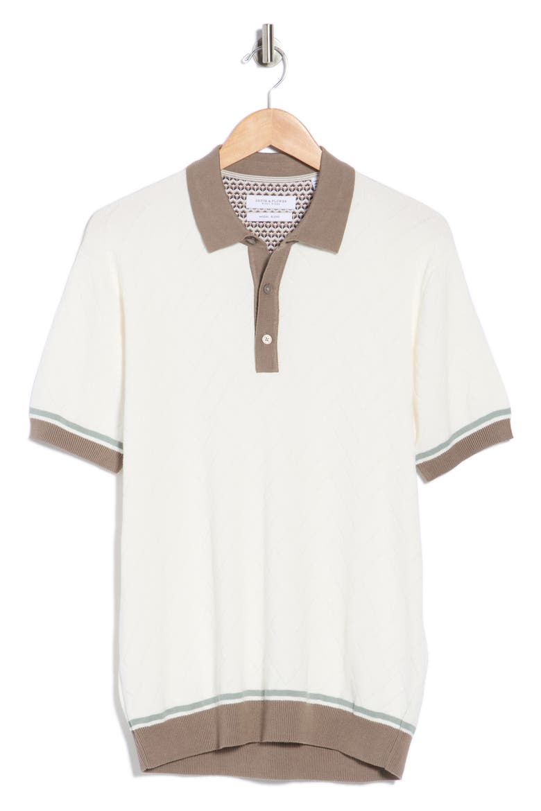 Contrast Trim Polo, Alternate, color, OFF WHITE W/ KHAKI SAGE