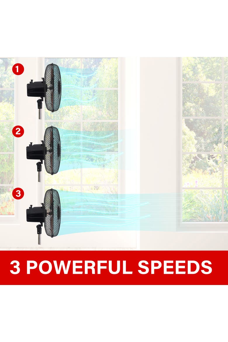 3 Speed 12in Oscillating Stand Fan in Black, Alternate, color, Black