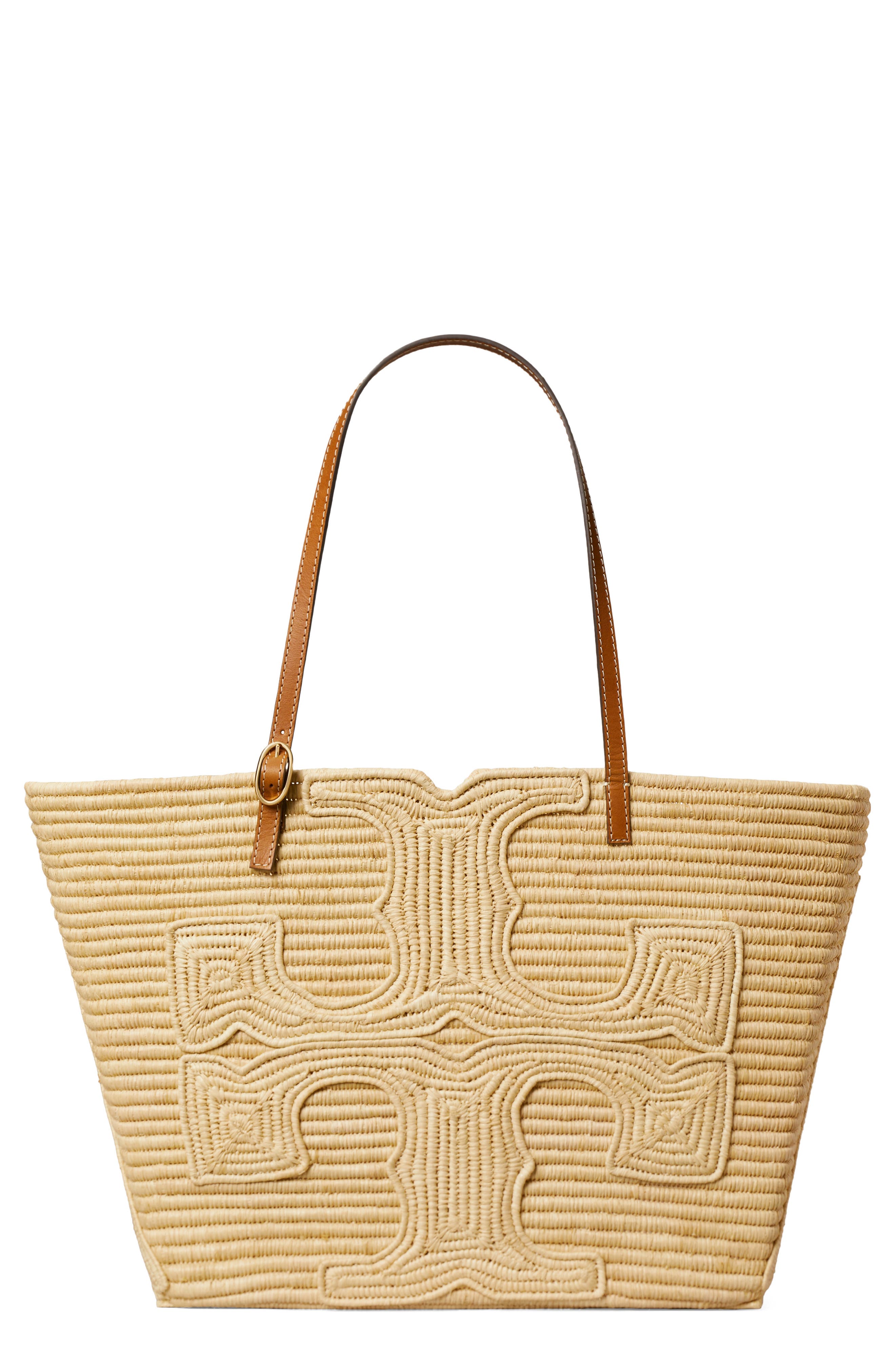 Tory Burch Large Ella Structure Straw Tote, Main, color, Natural