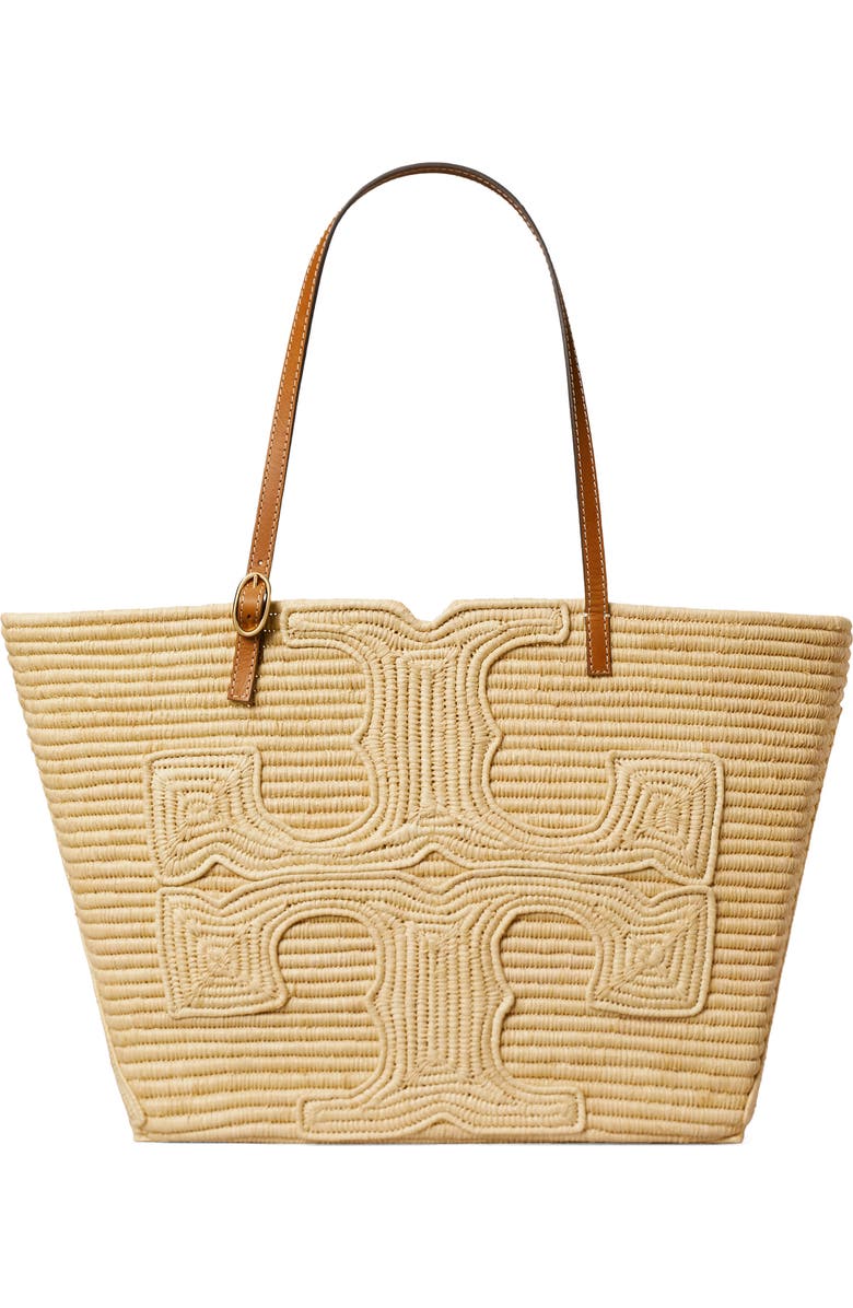 Tory Burch Large Ella Structure Straw Tote, Main, color, Natural