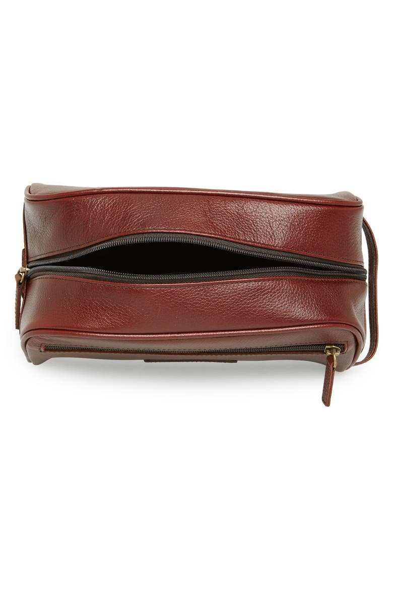 Leather Wash Bag, Alternate, color, DK BROWN