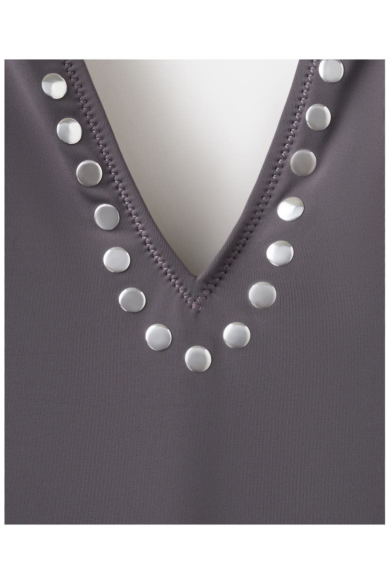 Studded Halter One-Piece Swimsuit, Alternate, color, GREY
