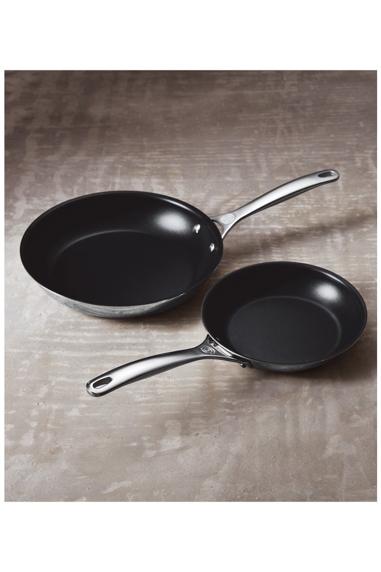 Set of 2 Nonstick Stainless Steel Fry Pans, Alternate, color, STAINLESS STEEL