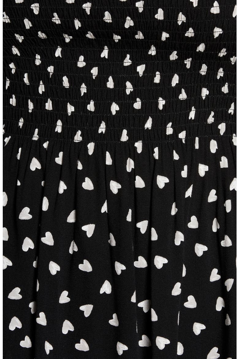 Balloon Sleeve Smocked Top, Alternate, color, BLACK HEARTS