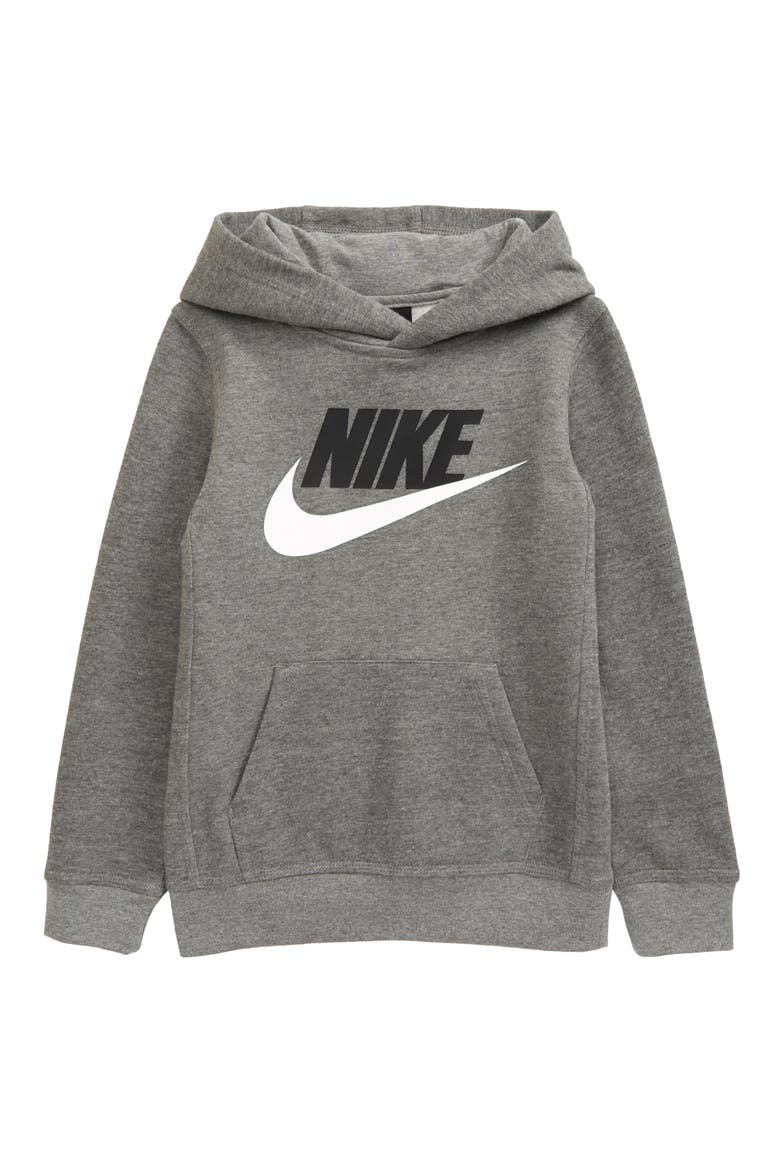Kids' Club Logo Hoodie, Main, color, CARBON HEATHER