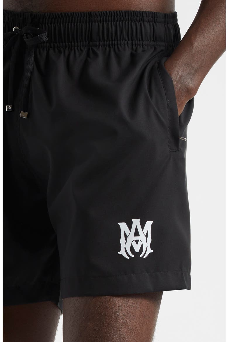 Core Logo Swim Trunks, Alternate, color, BLACK