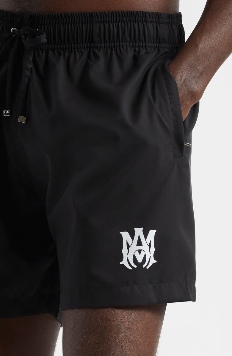 AMIRI Core Logo Swim Trunks, Alternate, color, Black