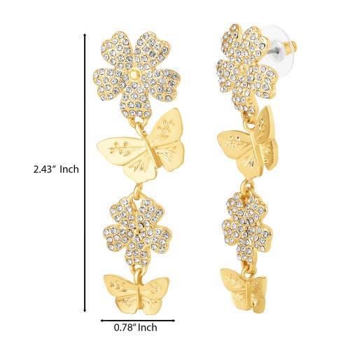 Jessica Simpson Vertical Butterfly Drop Earrings In Gold