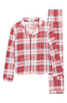 Kids' Candy Cane Plaid Fitted Two-Piece Pajamas