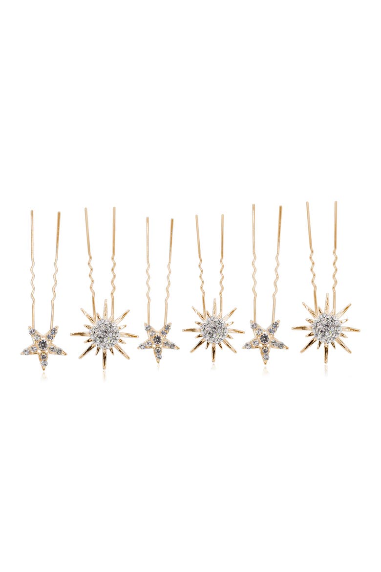 Nexus Set of 6 Crystal Hair Pins, Alternate, color, GOLD