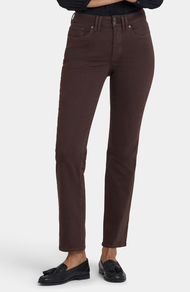 NYDJ Marilyn High Waist Straight Leg Jeans, Main, color, Bitter Chocolate