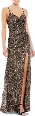 Mac Duggal Sequined Gather Waist Gown