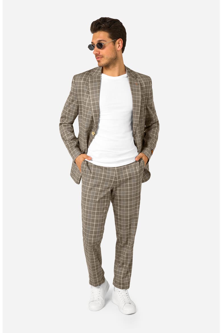 Daily Slim Fit Tan Glen Check Stretch Suit, Alternate, color, TAN