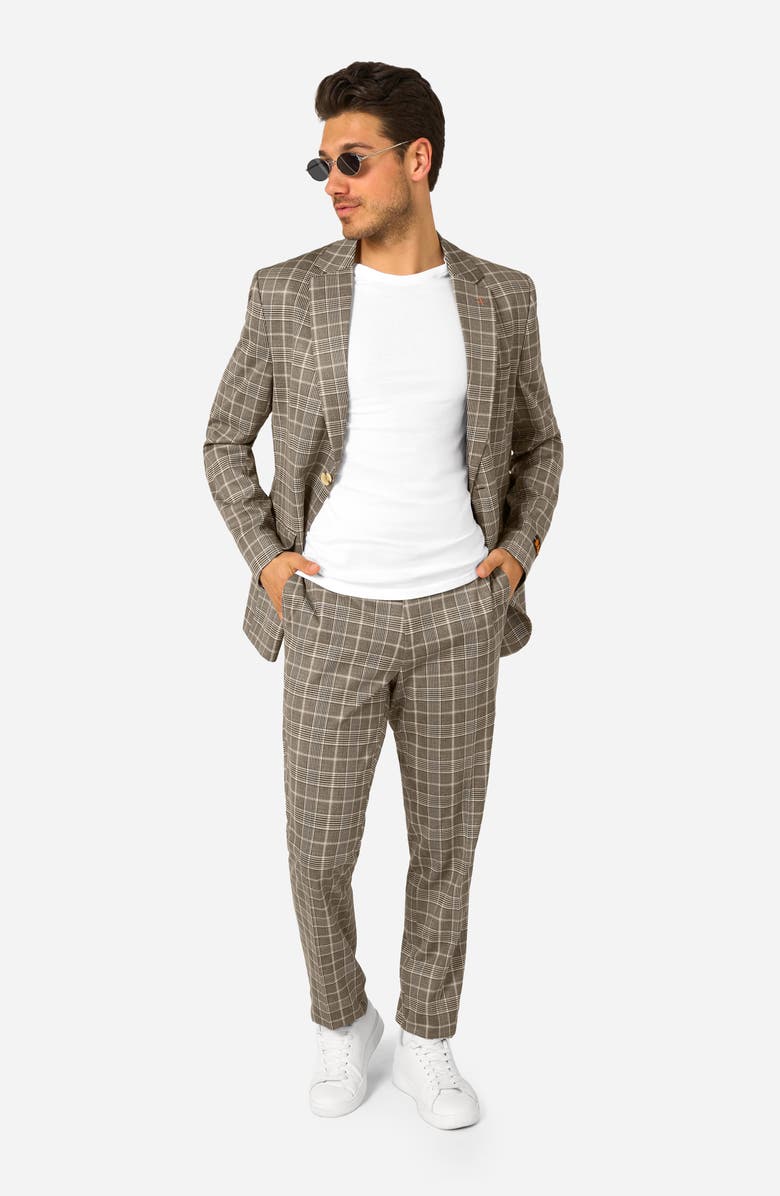 OppoSuits Daily Slim Fit Tan Glen Check Stretch Suit, Alternate, color, Tan