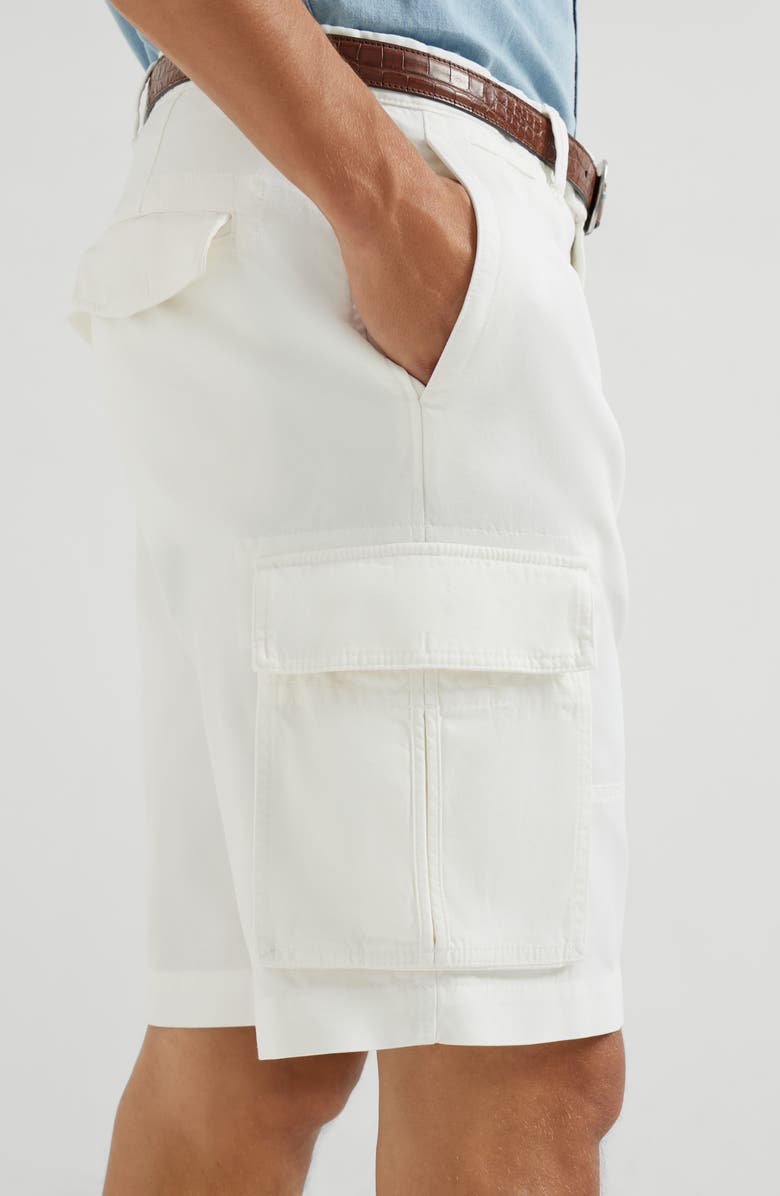 Brunello Cucinelli Gabardine Bermuda shorts, Alternate, color, Snow
