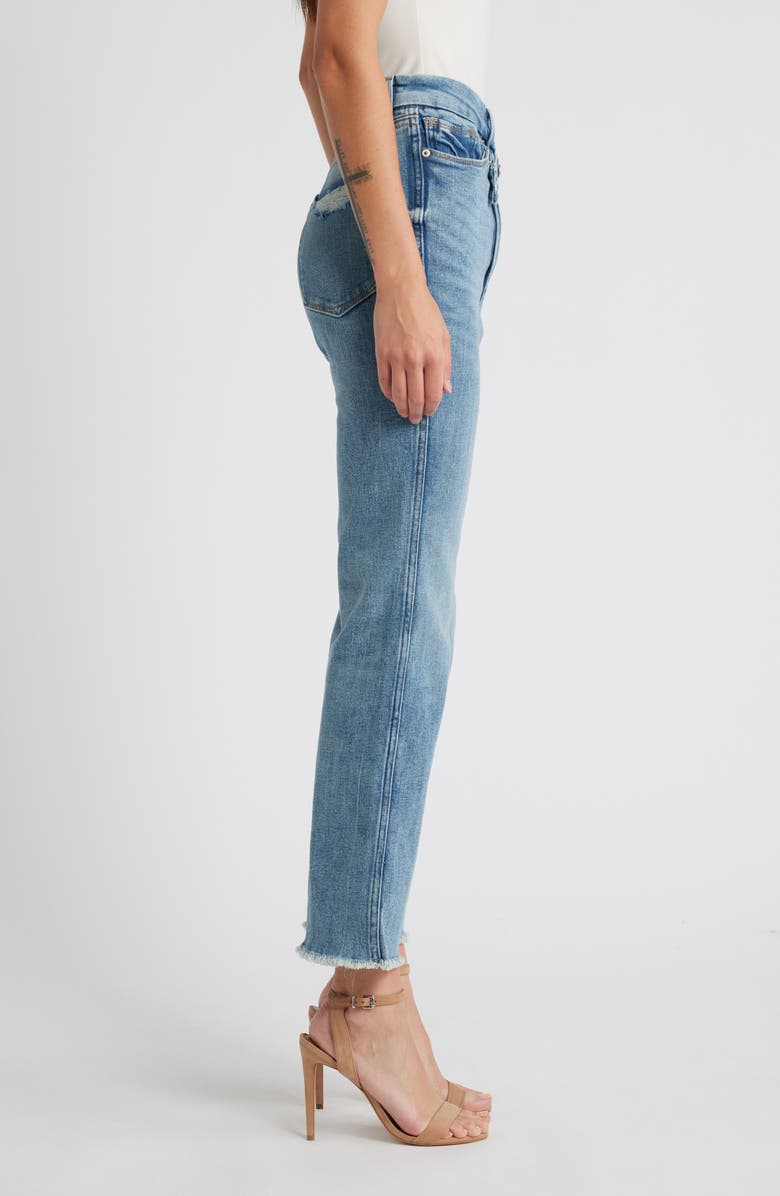Good American Good Curve Crossover Waist Straight Leg Jeans, Alternate, color,