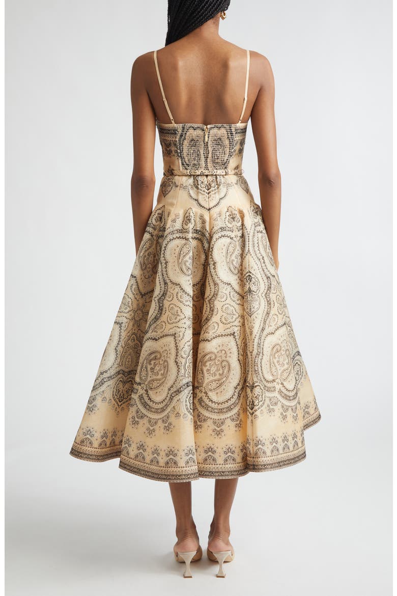 Kindred Spirit Luna Paisley Print Twist Linen & Silk Midi Dress, Alternate, color, CREAM PERLA PAISLEY
