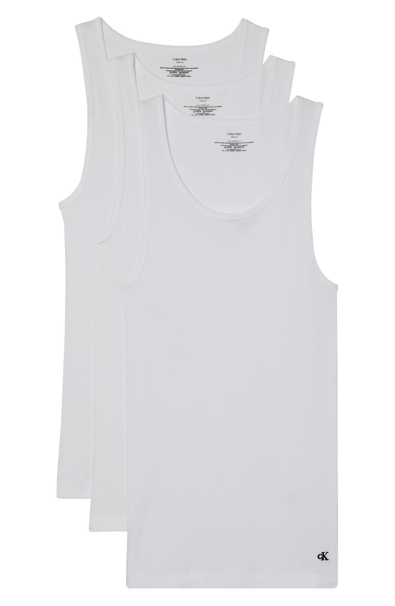 Calvin Klein 3-Pack Classic Cotton Tanks, Main, color, White/ White