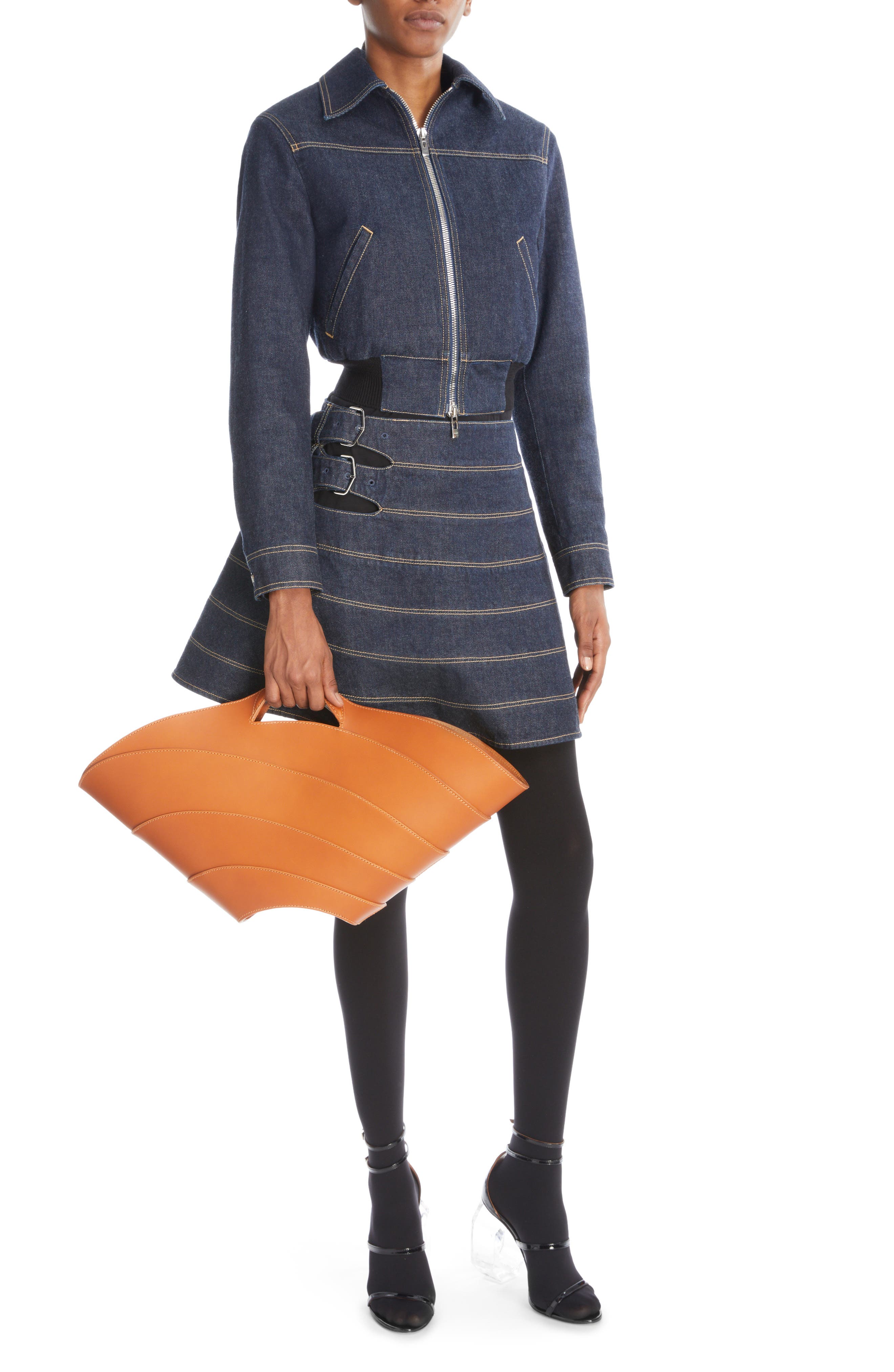 Alaïa Medium Khaima Leather Tote, Alternate, color, 