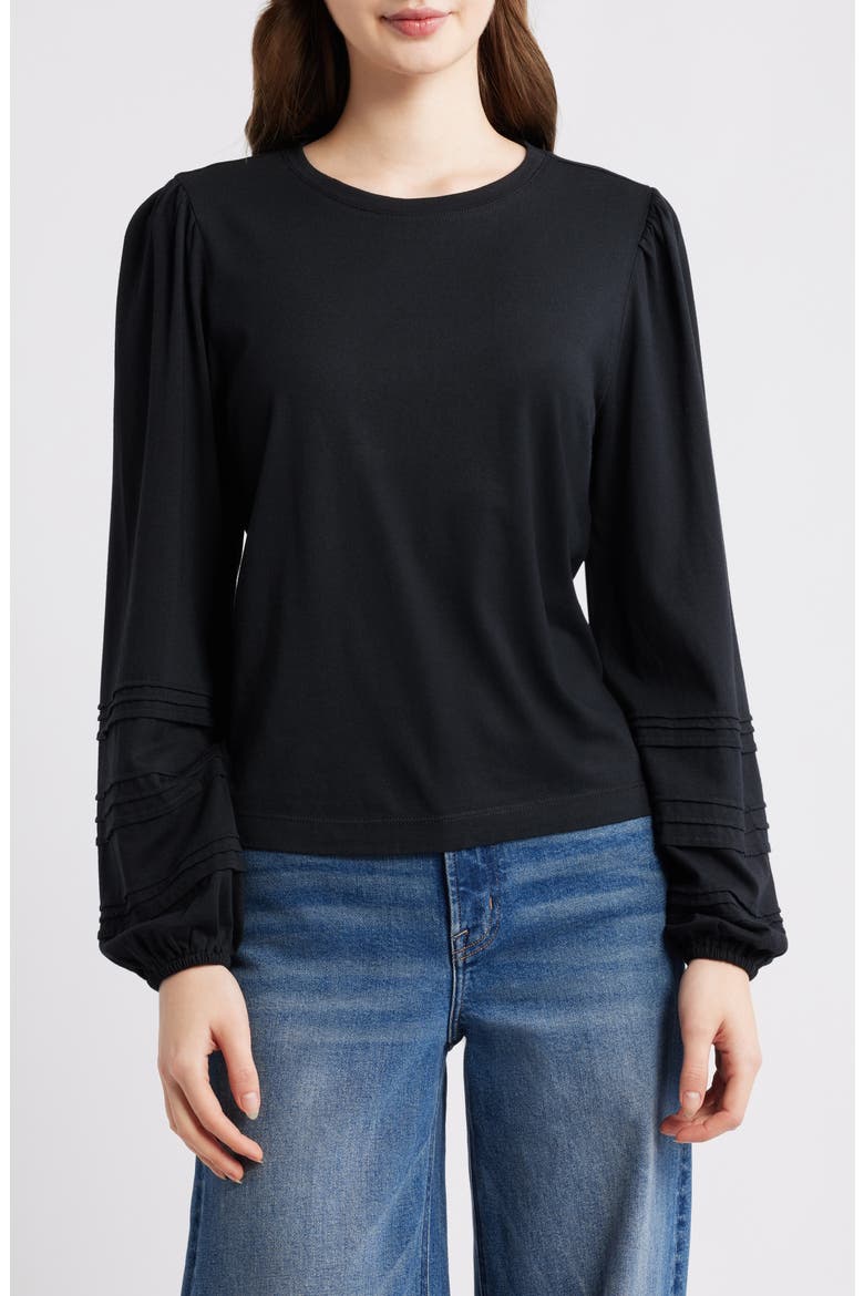 Cyrano Pintuck Jersey Top, Main, color, BLACK