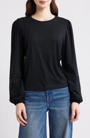 PAIGE Cyrano Pintuck Jersey Top