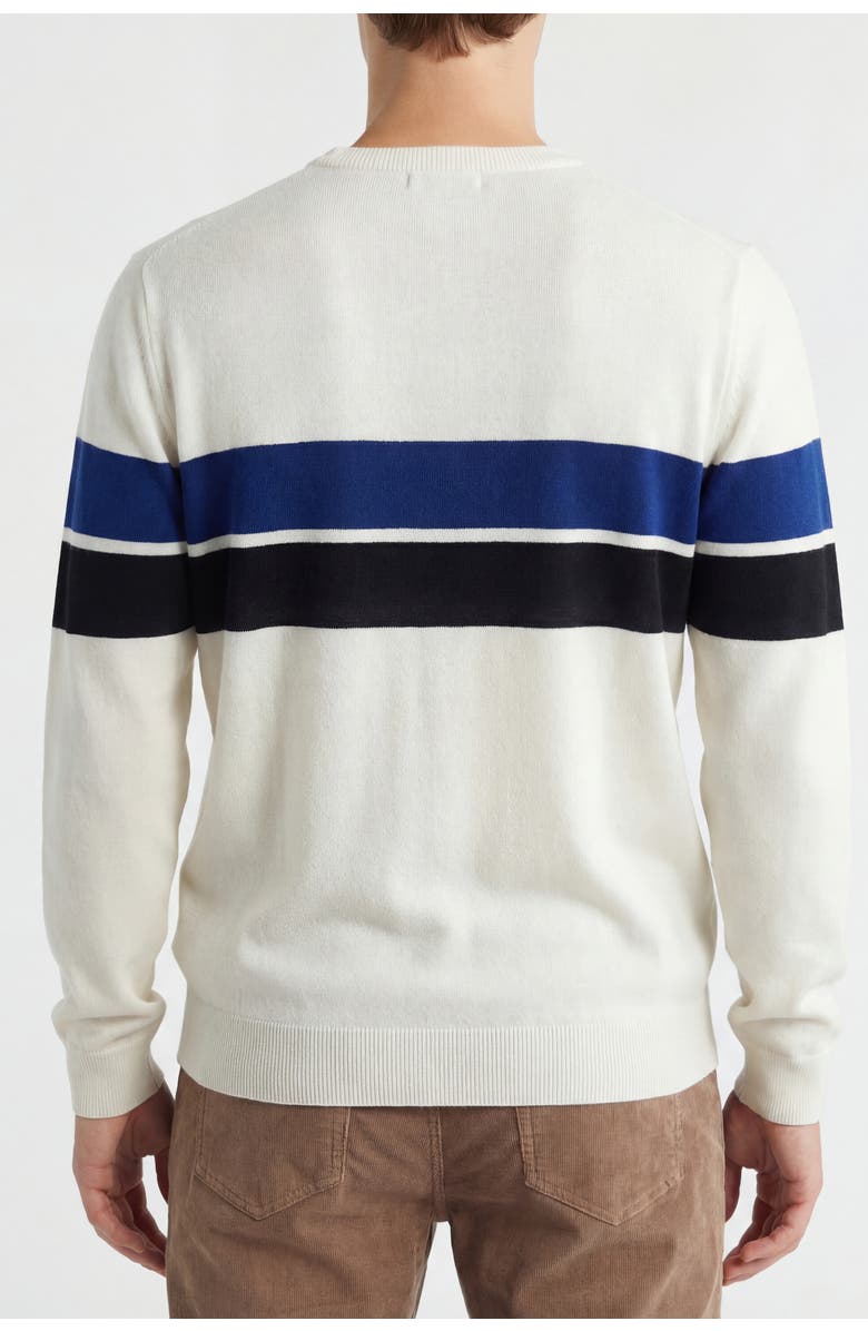 Solomon & Sage Men's Colorblock Stripe Crew Neck Knit Sweater, Alternate, color, Cream/Navy