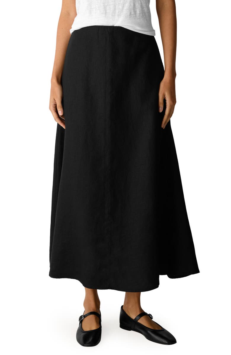 Eileen Fisher A-Line Organic Linen Midi Skirt, Main, color,