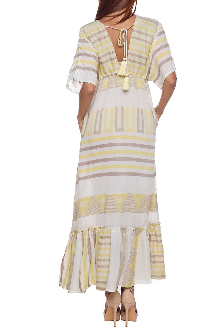 Caftan Cotton Cover-Up Maxi Dress, Alternate, color, PASTEL YELLOW
