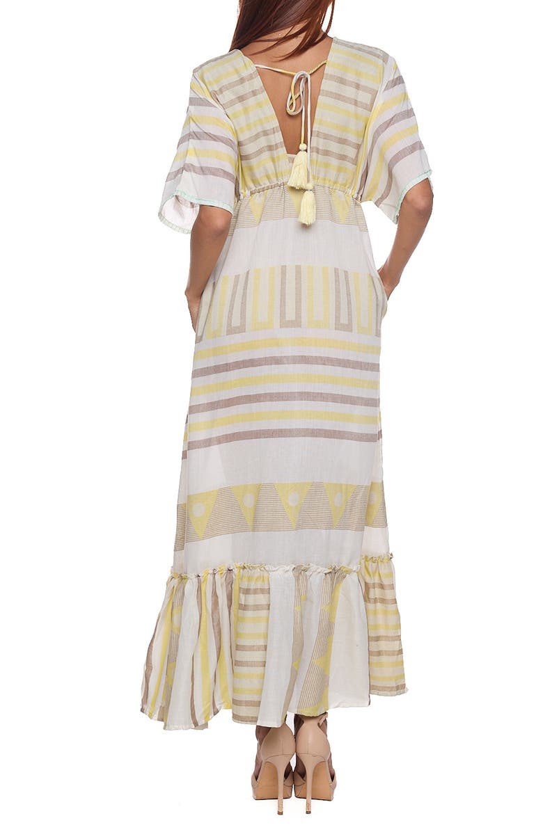 RANEES Caftan Cotton Cover-Up Maxi Dress, Alternate, color, Pastel Yellow