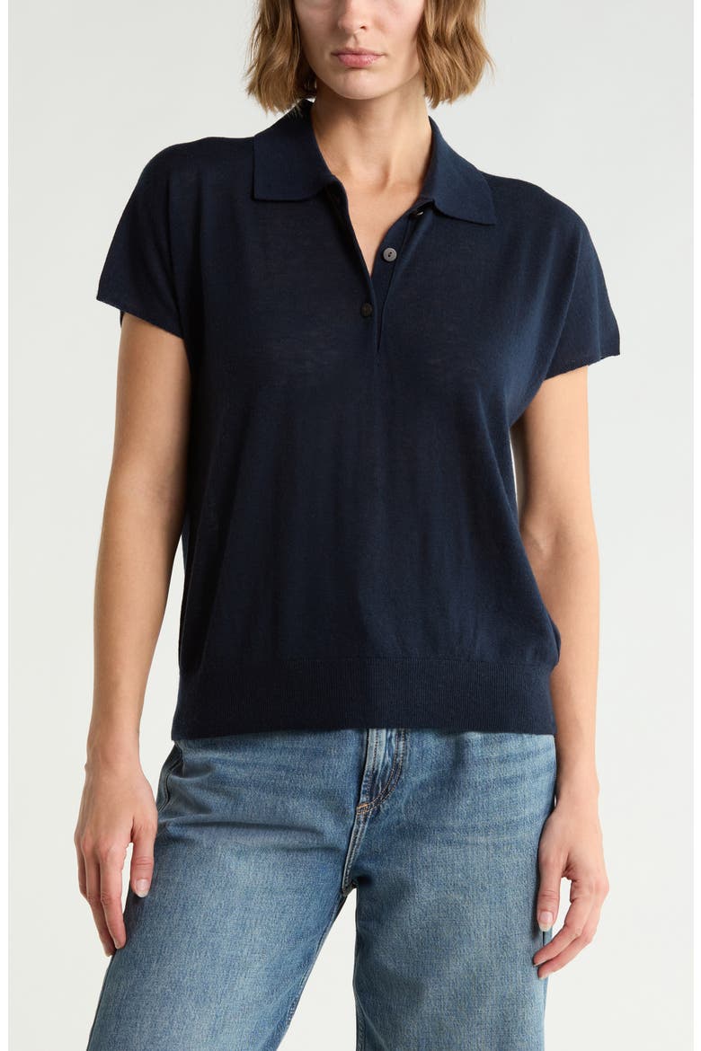 Short Sleeve Wool Blend Polo Sweater, Main, color, COASTAL
