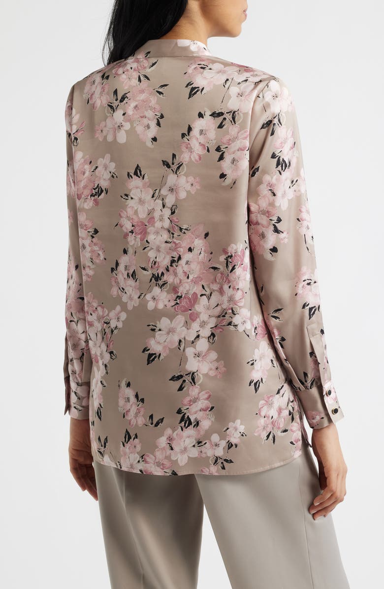 Anne Klein Print Popover Satin Top, Alternate, color, Porcini Multi