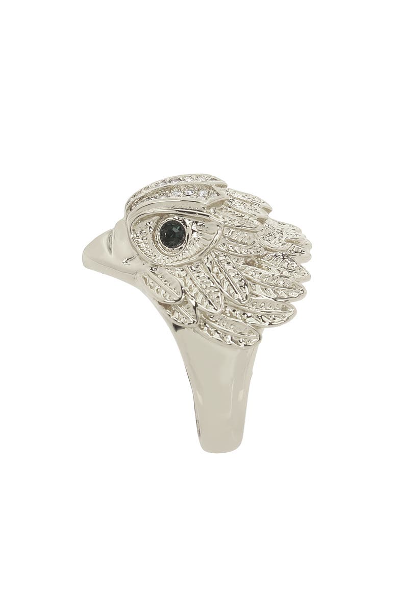 Kurt Geiger London Pavé Crystal Eagle Head Cocktail Ring, Alternate, color, Rhodium