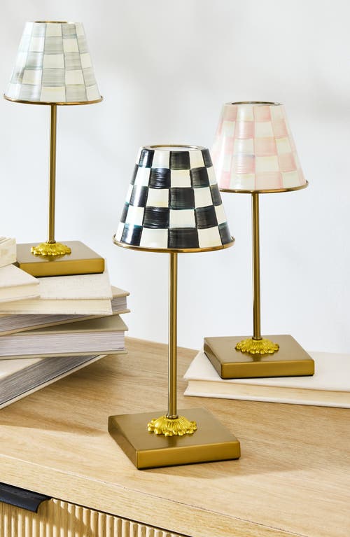 Mackenzie-childs Mackenzie Childs Courtly Check Rechargeable Led Cafe Table Lamp In Black