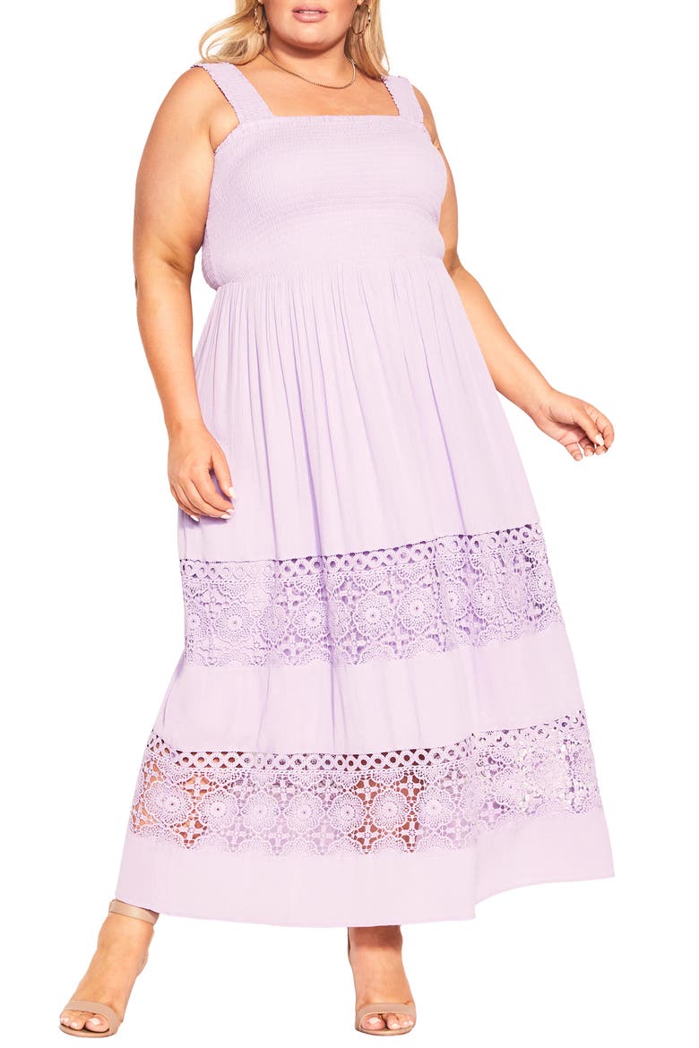 By the Beach Lace Inset Maxi Sundress, Main, color, LAVENDULA
