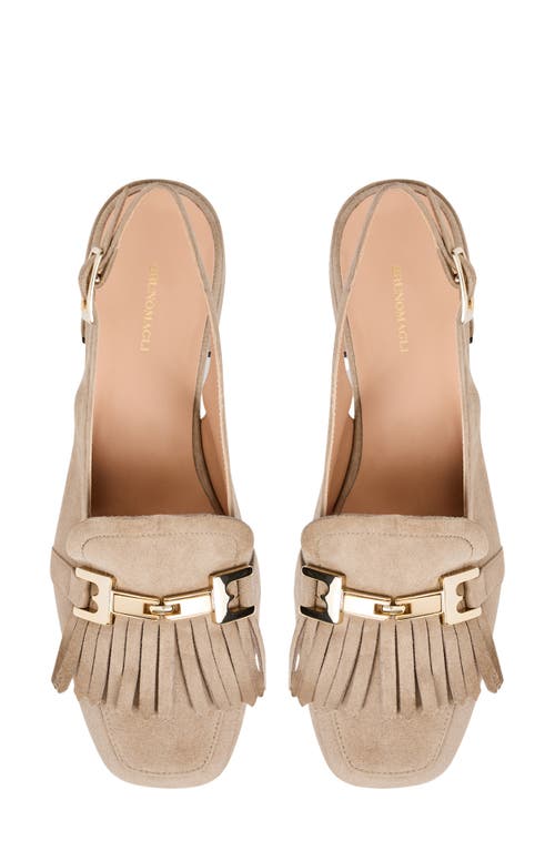 Bruno Magli Olive Slingback Kiltie Bit Loafer Pump In Brown