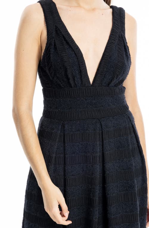 Max Studio Plunge Neck Sleeveless Fit & Flare Midi Dress In Black