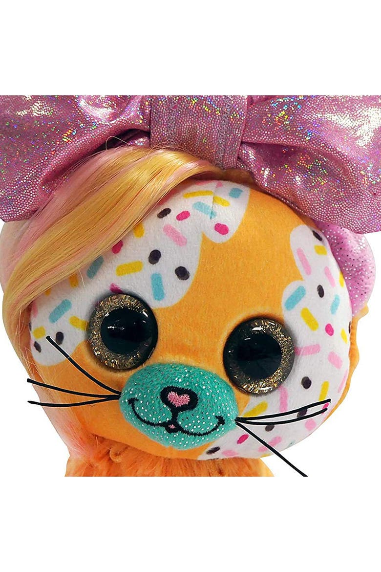 9 Inch Plush Butterscotch Bow Pet Cat, Alternate, color, Multicolored