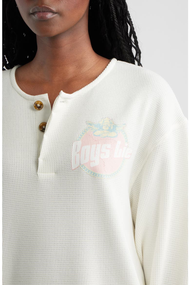 Breakfast Beers Graphic Waffle Knit Henley Sweatshirt, Alternate, color, WHITE