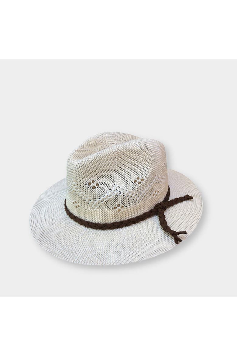 Whetstone Women's Braided Leather Cord Fedora, Main, color, Natural